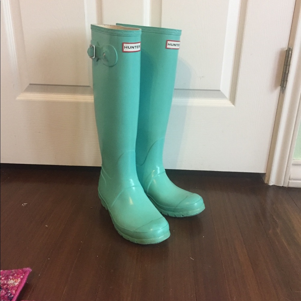 Hunter Tiffany Blue Rain Boots 7